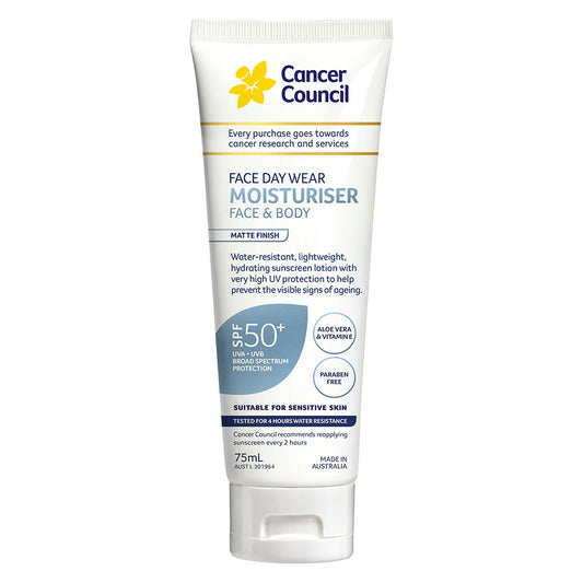 [무료배송] 캔서카운슬 선크림 페이스데이웨어 모이스쳐라이져 워터레지스턴트 방수 SPF 50+ 75ml