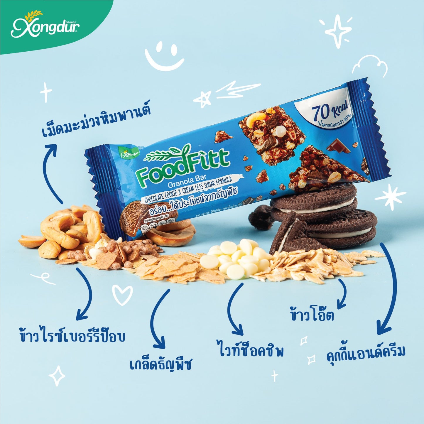 Foodfiit 푸드핏 그레놀라바 15g X 12개 (Chocolate Cookie & Cream)